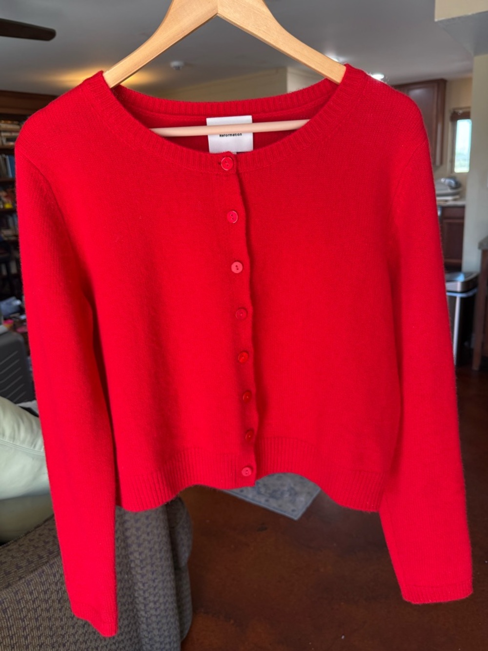 ❤️ Reformation Red Cashmere Cropped Cardigan - Picture 13 of 16